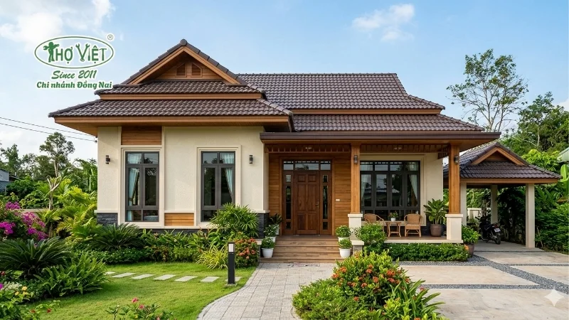 mẫu nhà mái thái 1 tầng 100m2 được săn đón