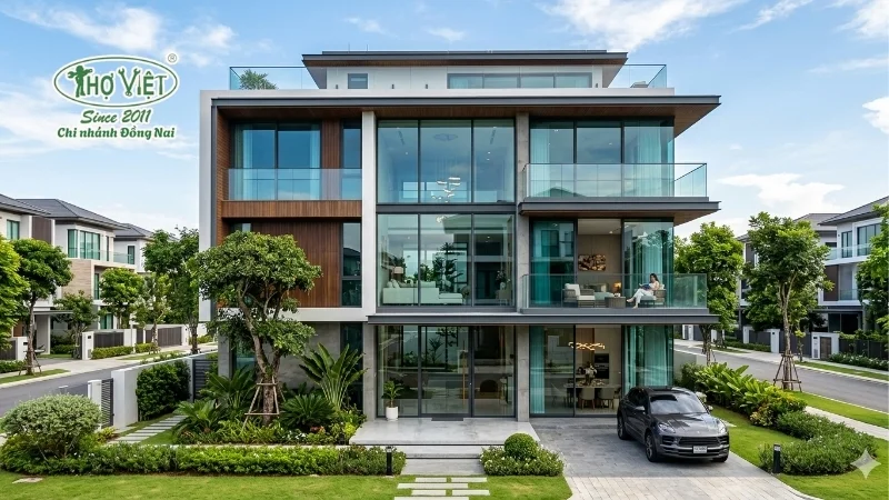 mẫu nhà mặt tiền kính cường lực đẹp ngỡ ngàng