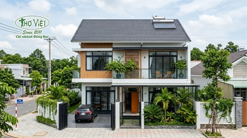 mẫu nhà ống 2 tầng mái tôn đẹp ấn tượng