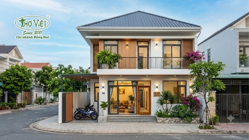 mẫu nhà ống 2 tầng mái tôn đẹp ấn tượng