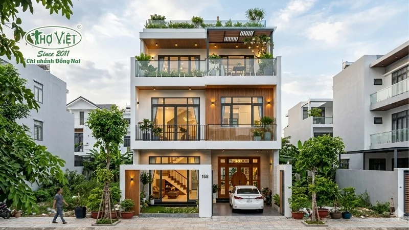 mẫu nhà ống 3 tầng có gác lửng đẹp đáng xây