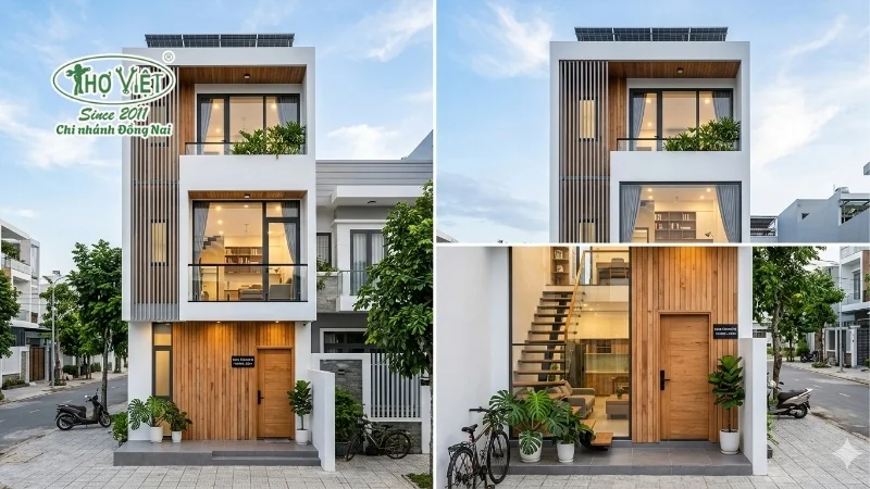 mẫu nhà ống 3 tầng có gác lửng đẹp đáng xây