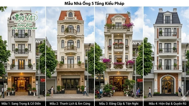 mẫu nhà ống 5 tầng kiểu Pháp được yêu thích