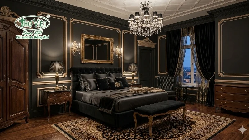 Phòng ngủ màu đen phong cách Luxury
