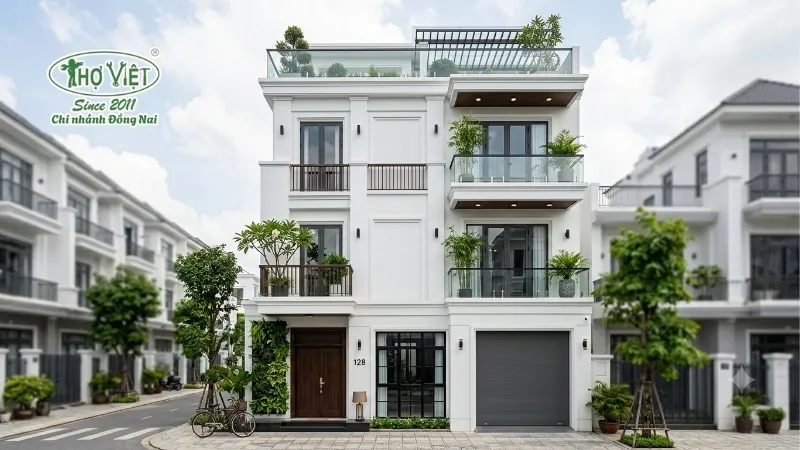 99+ các mẫu sơn mặt tiền nhà ống đẹp và bền màu 4 Màu trắng hiện đại và tinh tế