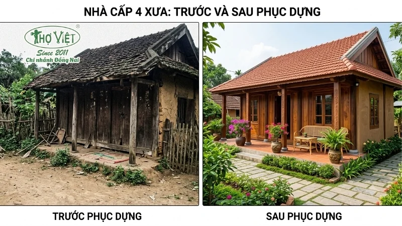 55+ mẫu nhà cấp 4 thời xưa mộc mạc và gần gũi 4 Các mẫu nhà cấp 4 thời xưa được phục dựng phổ biến
