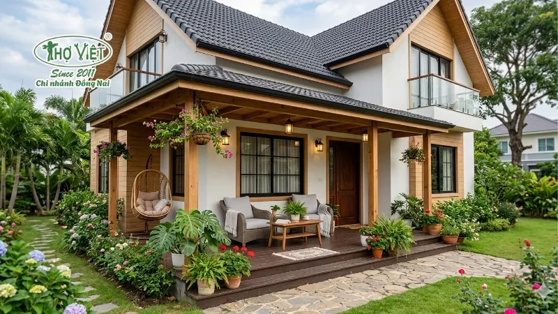 55+ mẫu nhà có mái hiên đẹp và tiện nghi 3 Mái hiên mái ngói truyền thống