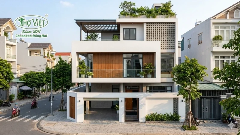 Nhà phố 2 tầng 1 tum hiện đại