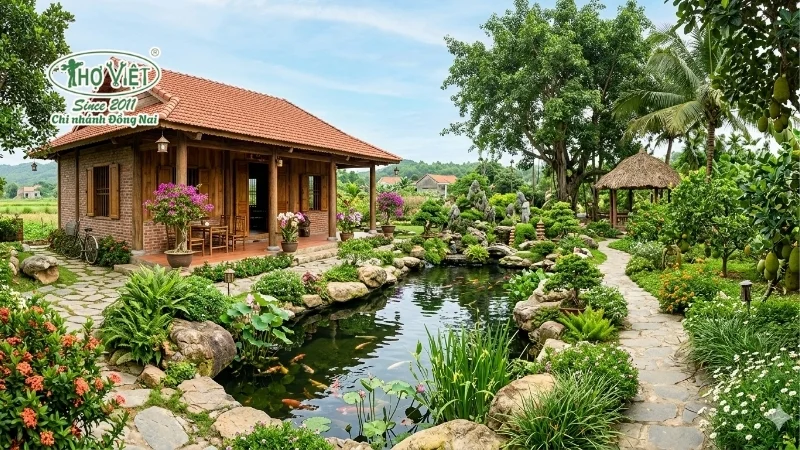 50+ mẫu nhà vườn đẹp ở nông thôn đẹp tinh tế 5 nhà vườn kết hợp nhà vườn với hồ cá và tiểu cảnh