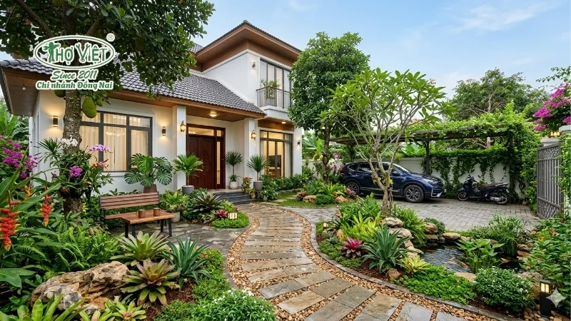 Sân trước nhà phố hiện đại